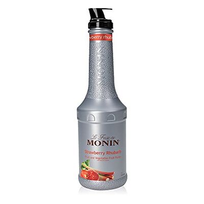 Monin - Strawberry Rhubarb Pure, Tart &amp; Sweet Pure, Made with Real Fruit &amp; Vegetable Juices, Antioxidant-Rich, Fruit Pure for Cocktails, Smoothies, Cooking, Baking, &amp; More, Clean Label (1 Liter)
