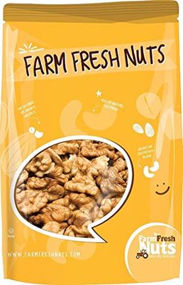 Raw Shelled California Walnuts Halves &amp; Pieces (1 Lb.) - Compares to Organic Walnuts - Great Source of Omega 3 - Vegan &amp; Keto Friendly - Farm Fresh Nuts Brand