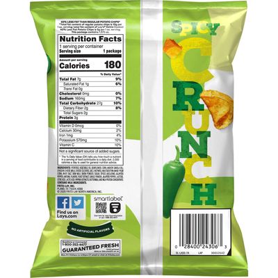 Lay's Kettle Cooked Potato Chips, 40% Less Fat Jalapeo Cheddar, 1.375 Ounce (Pack of 64)