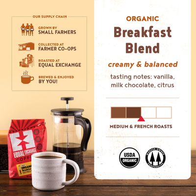 Equal Exchange Organic Ground Coffee, Breakfast Blend, 12-Ounce (Pack of 1)