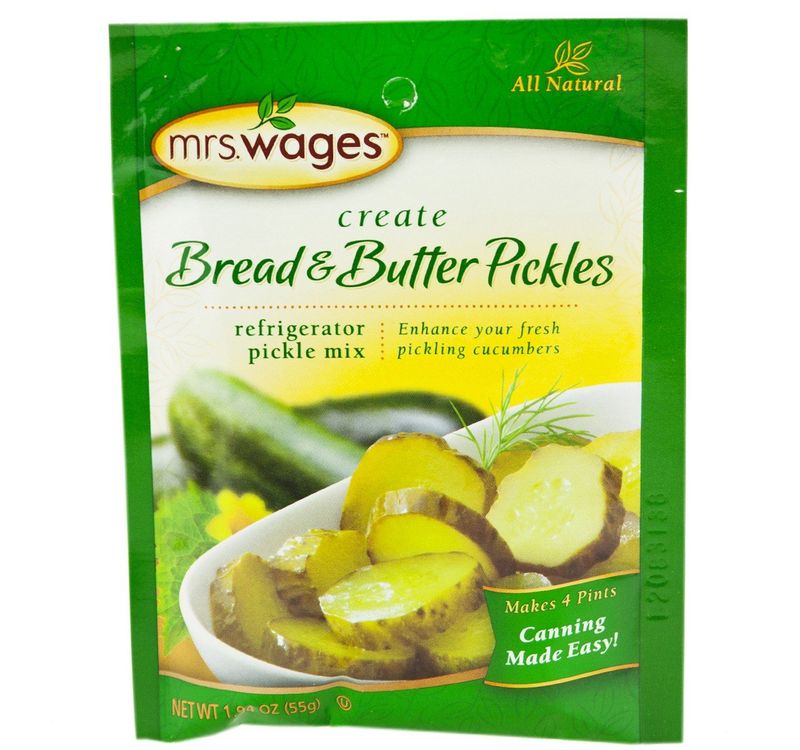 Mrs. Wages Refrigerator Bread &amp; Butter Pickle Seasoning Mix, 1.94 Oz. Pouch (Pack of 4)