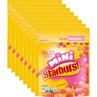 STARBURST FaveREDS Minis Fruit Chews Candy, 8 ounce (Pack of 8)