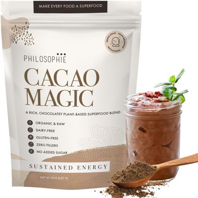 Philosophie Cacao Magic Plant-Based Superfood Blend with Raw Cacao Powder, 32 Servings Reishi Mushroom Powder &amp; Maca Root Powder - Organic &amp; Unsweetened