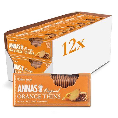 Annas Thins - Orange Pepparkakor - non GMO + Vegan (51-066), 5.25 Ounce (Pack of 12)