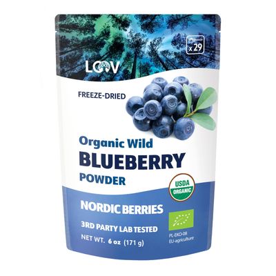 LOOV Organic Wild Blueberry Powder - 29-Day Supply, 6 Oz, Good for Smoothie &amp; Breakfast, Freeze-Dried, from Northern Europe, No Added Sugar