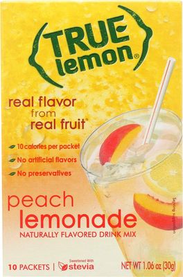 True Lemon Lemonade Stick Pack, Peach, 10 Count (Pack of 1)
