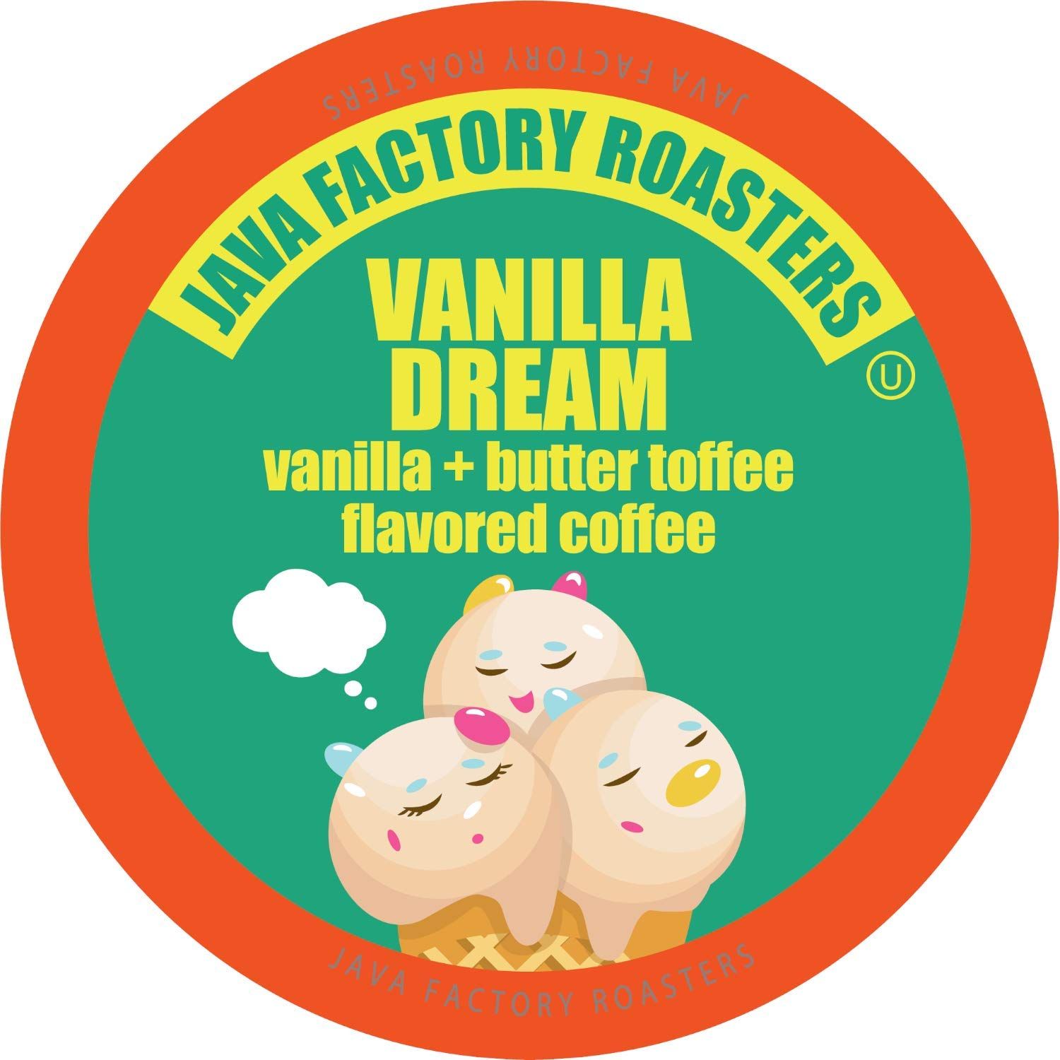 Java Factory Coffee Pods Vanilla Flavored Coffee Compatible with K Cup Brewers Including 2.0, Vanilla Dream, 40 Count