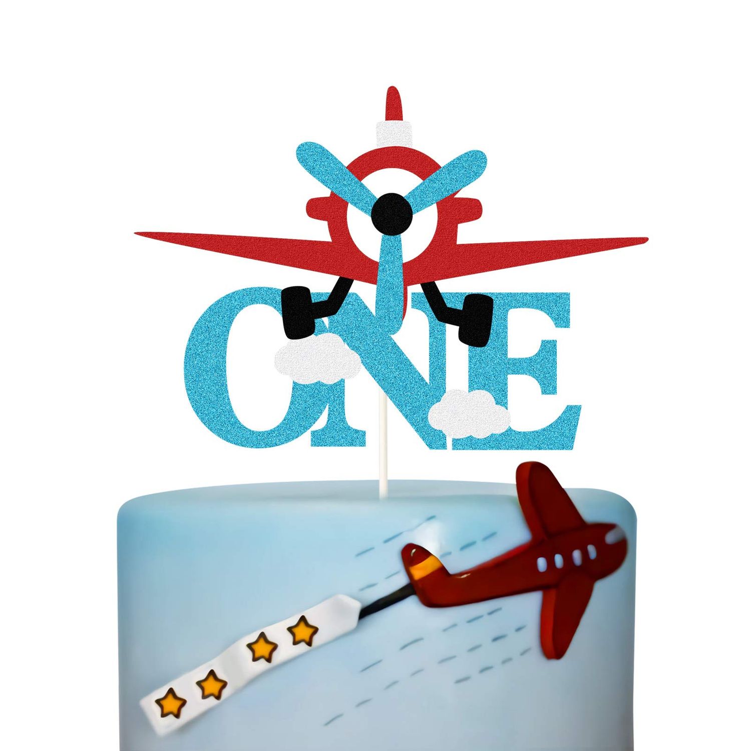 One Airplane Cake Topper, Time Flies First Birthday, Adventure Awaits, Airplane One Year Old Birthday Party Decorations