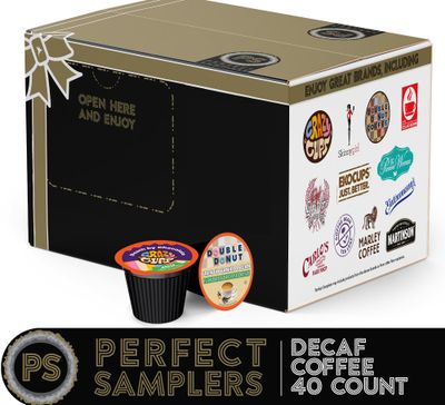 Perfect Samplers Single Serve & Decaf K Cups Variety Pack, Unflavored & Flavored Decaf Coffee Pods, Decaffeinated Coffee for Keurig K Cups Machines, Hot or Iced Coffee, 40 Count