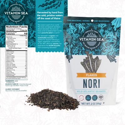 VITAMINSEA Nori Dried Seaweed | Vegan Certified Wild North Atlantic Nori Laver | Perfect for Thyroid Support | Rich in Iodine, Calcium, Iron, Vitamin C, B Complex &amp; More | Flakes (2 oz)