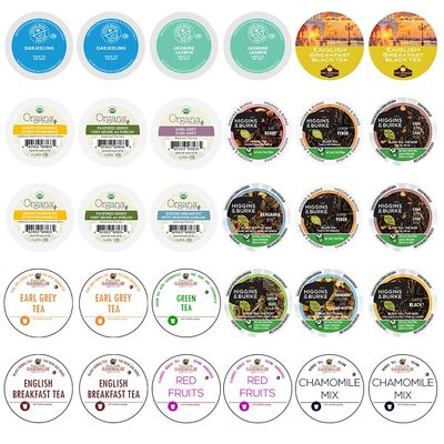 Tea Pods Variety Pack, Assorted Green Tea, Black Tea, White Tea, &amp; Herbal Tea , Single Serve Tea Pods for Keurig K Cups Machines, 30 Count