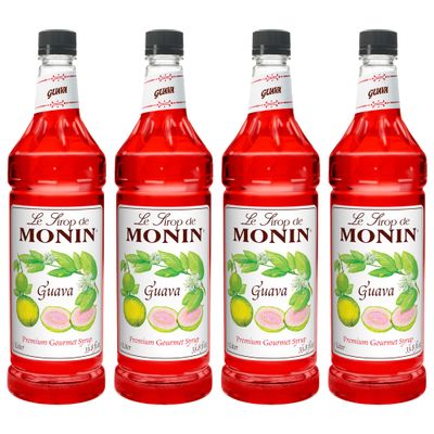 Monin Flavored Syrup, Guava, 33.8-Ounce Plastic Bottles (Pack of 4)