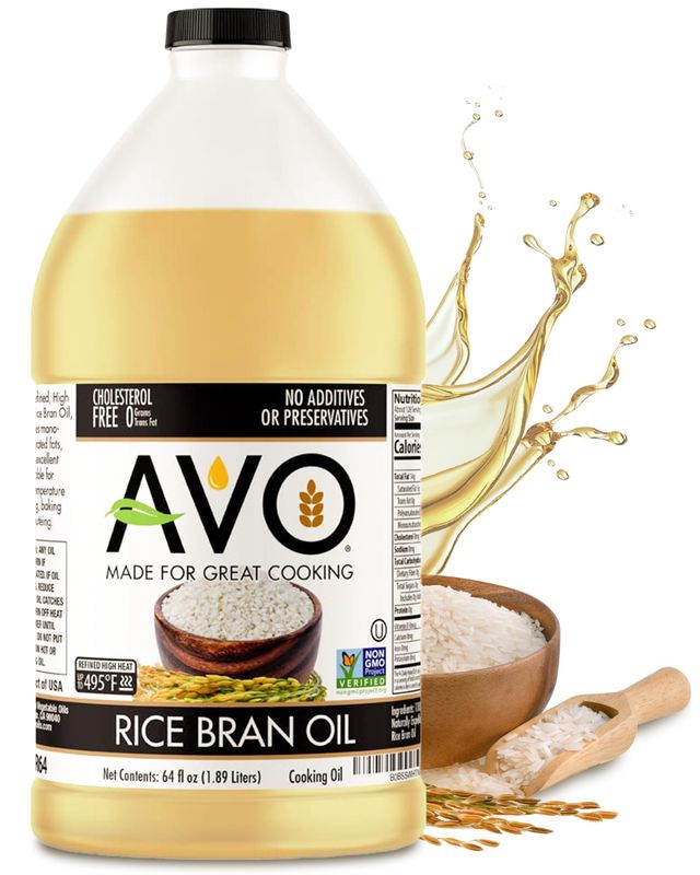 AVO NON GMO 100% Rice Bran Oil, 64 fl oz, No Preservatives Added