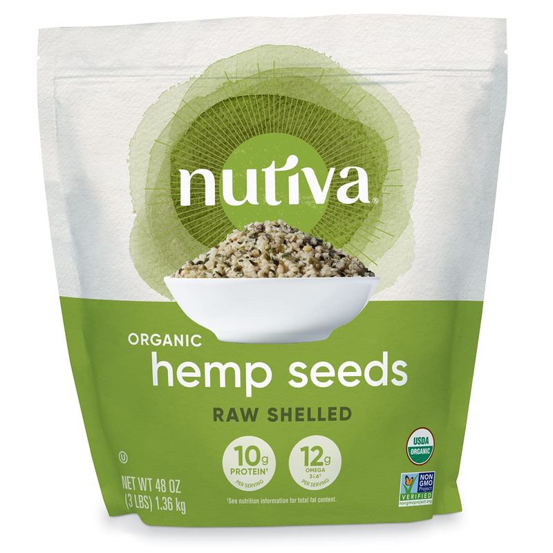 Nutiva Organic Raw Shelled Hemp Seed, 3 Pound, USDA Organic, Non-GMO, Non-BPA, Whole 30 Approved, Vegan, Gluten-Free &amp; Keto, 10g Protein and 12g Omegas per Serving for Salads, Smoothies &amp; More