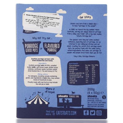 Stoats - Porridge Oat Bars - Blueberry &amp; Honey - 200g