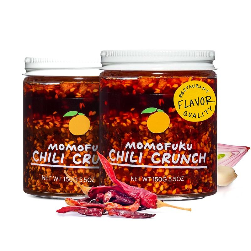 Momofuku Chili Crunch by David Chang, (5.5 Ounces), Chili Oil with Crunchy Garlic and Shallots, Spicy Chili Crisp, 2 Pack