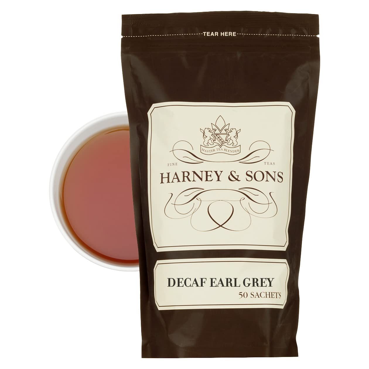 Harney &amp; Sons Fine Teas All Natural Decaf Earl Grey 50 Count Sachets