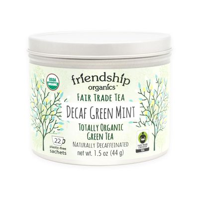 Friendship Organics Decaf Green Mint Tea Bags, Organic and Fair Trade 22 Count