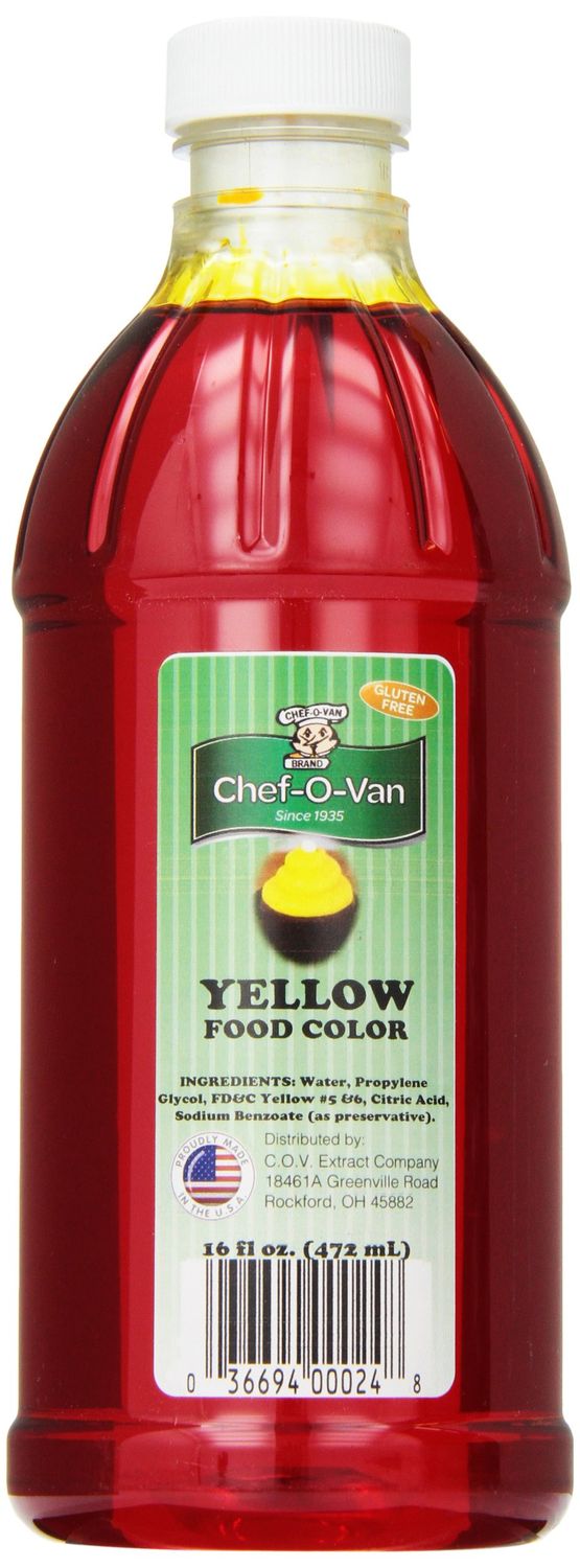 Chef-O-Van Food Coloring, Yellow, 16 Ounce