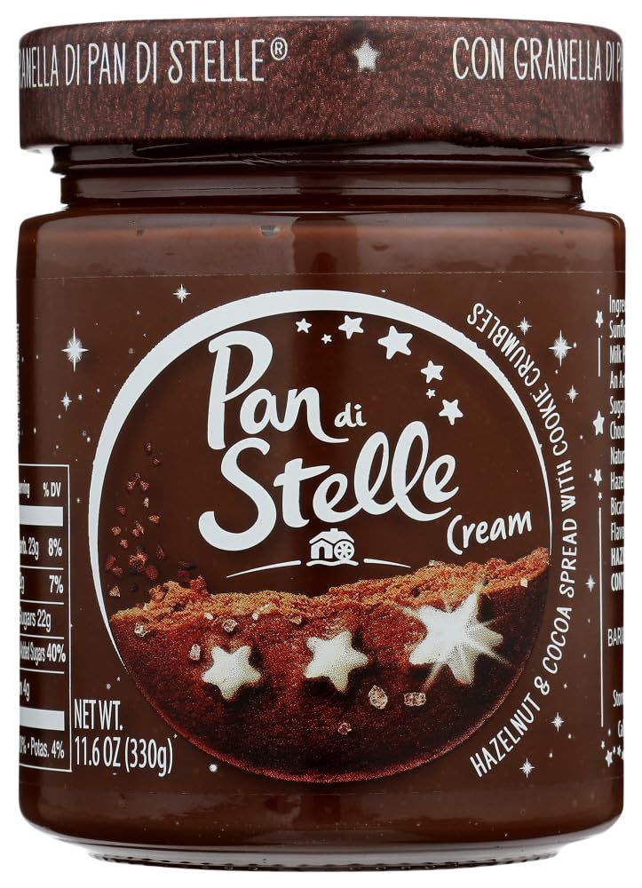Pan Di Stelle Cream, Cocoa Hazelnut Spread, No Palm Oil*, 100% Italian Hazelnuts, Made in Italy, Non GMO Verified, Kosher, Chocolate Spread, 11.6 oz. Jar (3 Pack)