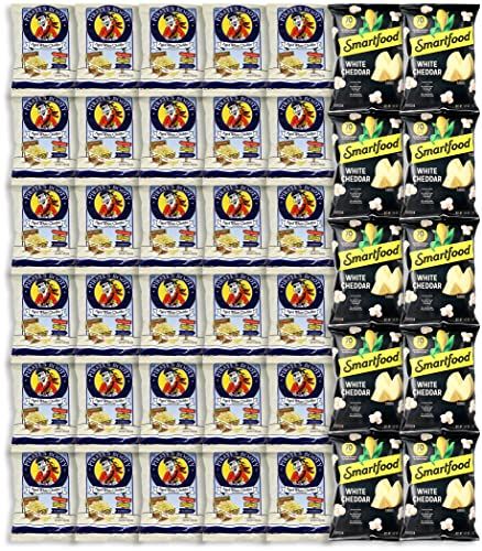 Niro Assortment | Popcorn Snack Pack | Individual Popcorn Snack Bags | Pirates Booty Aged White Cheddar and Smart Food White Cheddar Snack Pack | 40 Packs | Individual Packs