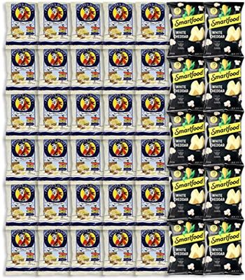 Niro Assortment | Popcorn Snack Pack | Individual Popcorn Snack Bags | Pirates Booty Aged White Cheddar and Smart Food White Cheddar Snack Pack | 40 Packs | Individual Packs