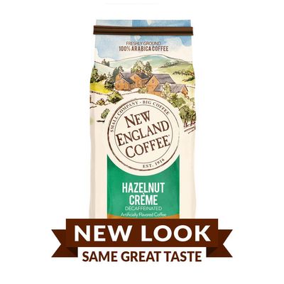 New England Coffee Hazelnut Crme Decaffeinated Medium Roast Ground Coffee, 10oz Bag (Pack of 1)