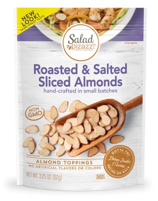 Salad Pizazz Almond Toppings, Oven Roasted Sea Salt, Snack Mix and Salad Topping, Non-GMO, All-Natural, Resealable Bag, 3.25 Oz