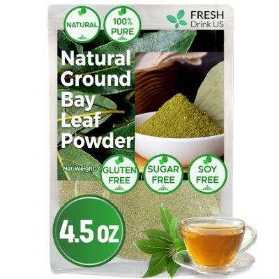 FreshDrinkUS, Premium 4.5oz Bay Leaf Powder, Unprocessed Ground Bay Leaves Dried, 100% Pure &amp; Natural, Pure from Bay Leaves, Bay Leaf Spice, No Additives, No Gluten, Vegan.
