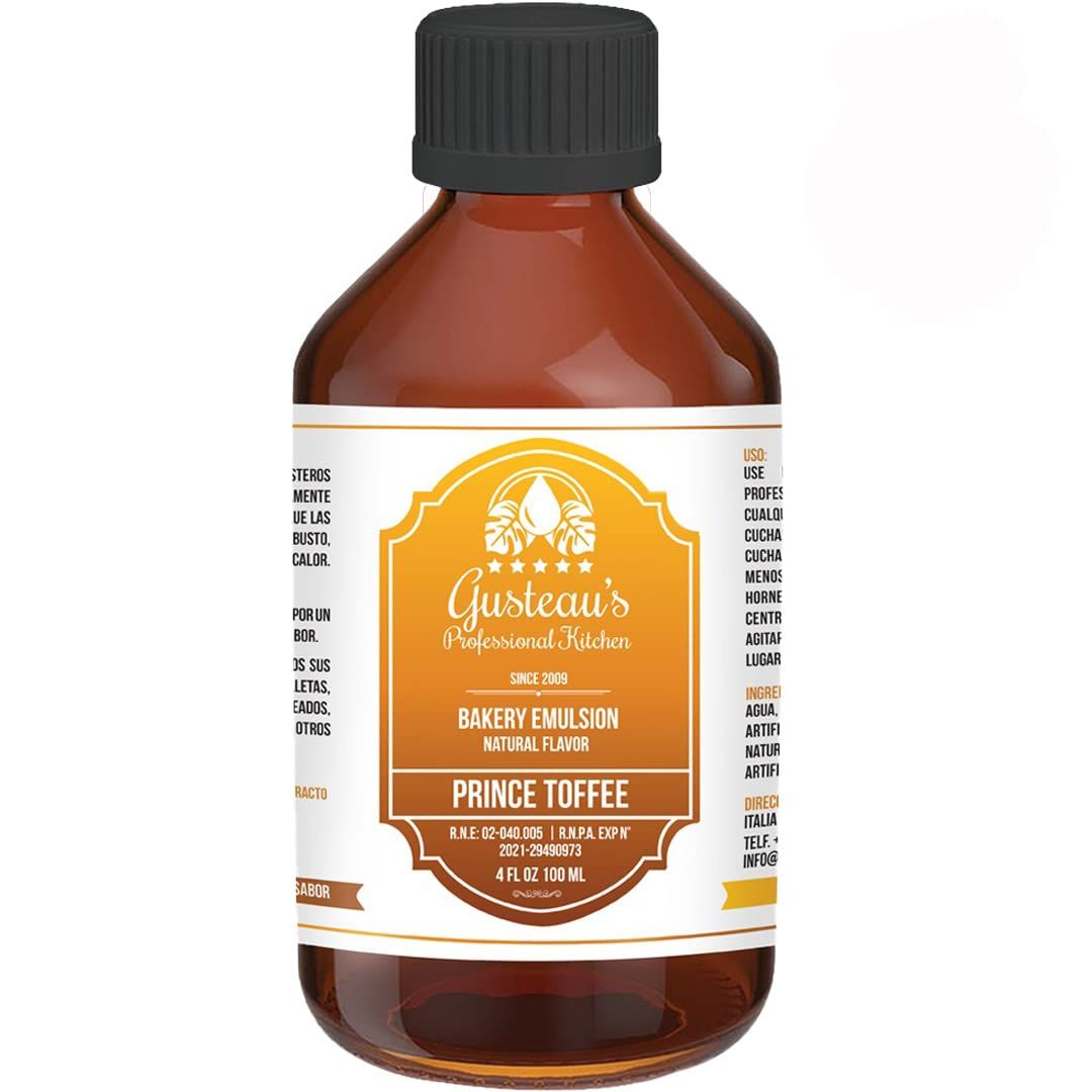 Gusteau&#39;s - Prince Toffee Flavor Bakery Emulsion, 4 fl oz (100ml) Alcohol Free, Sugar Free, Kosher (Prince Toffee)