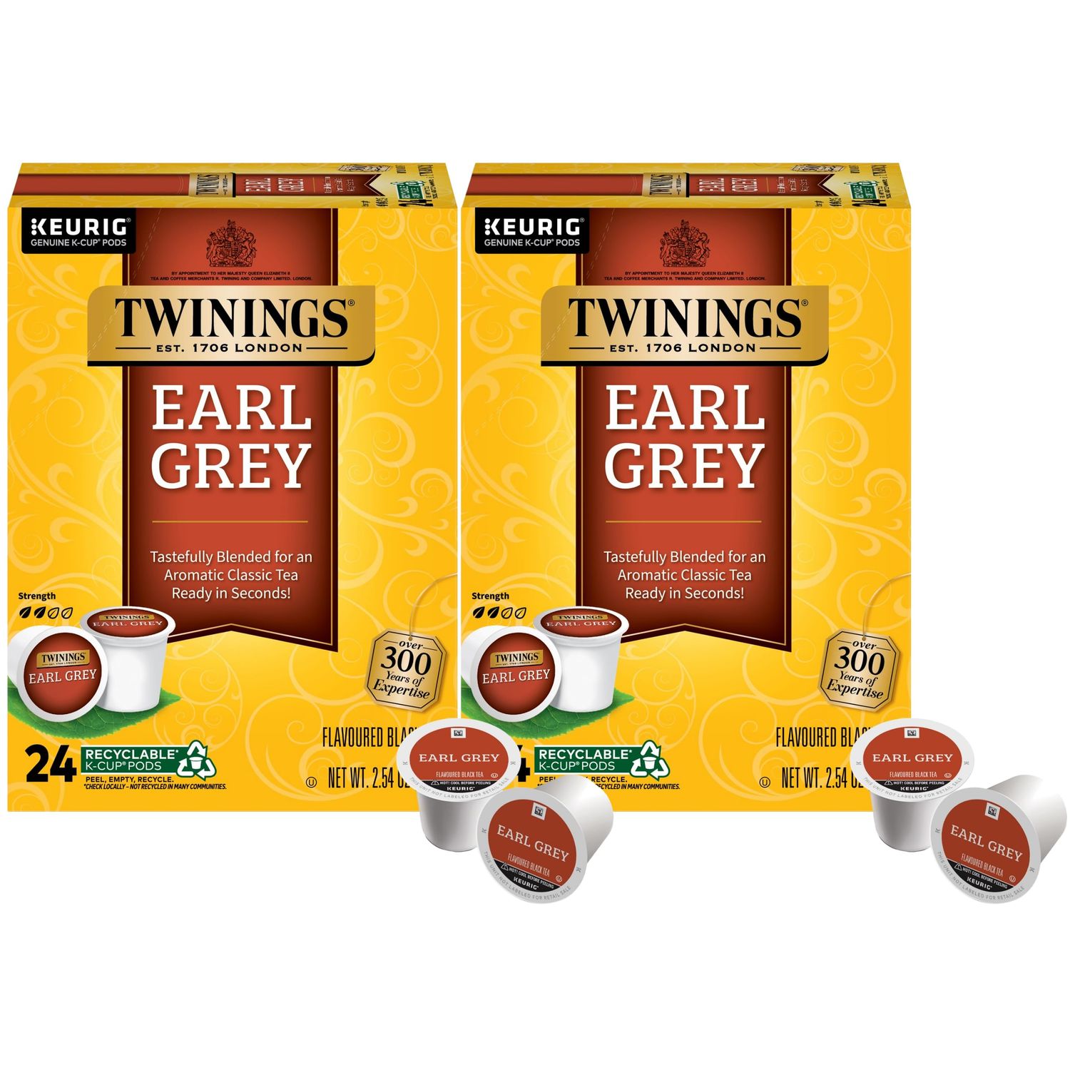 Twinings Earl Grey Black Tea K-Cup Pods for Keurig, 24 Count (Pack of 2), Flavoured with Citrus and Bergamot, Caffeinated, Enjoy Hot or Iced