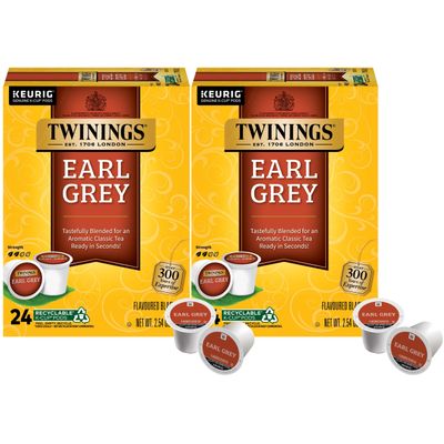 Twinings Earl Grey Black Tea K-Cup Pods for Keurig, 24 Count (Pack of 2), Flavoured with Citrus and Bergamot, Caffeinated, Enjoy Hot or Iced