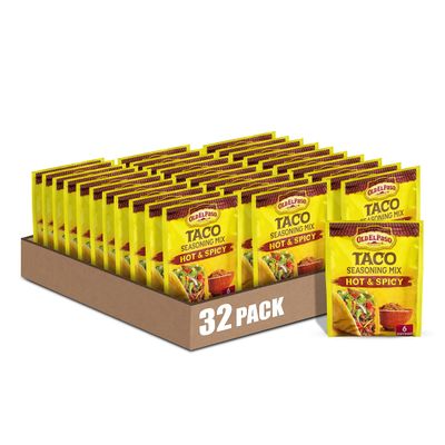 Old El Paso Hot &amp; Spicy Taco Seasoning, 1 oz. (Pack of 32)