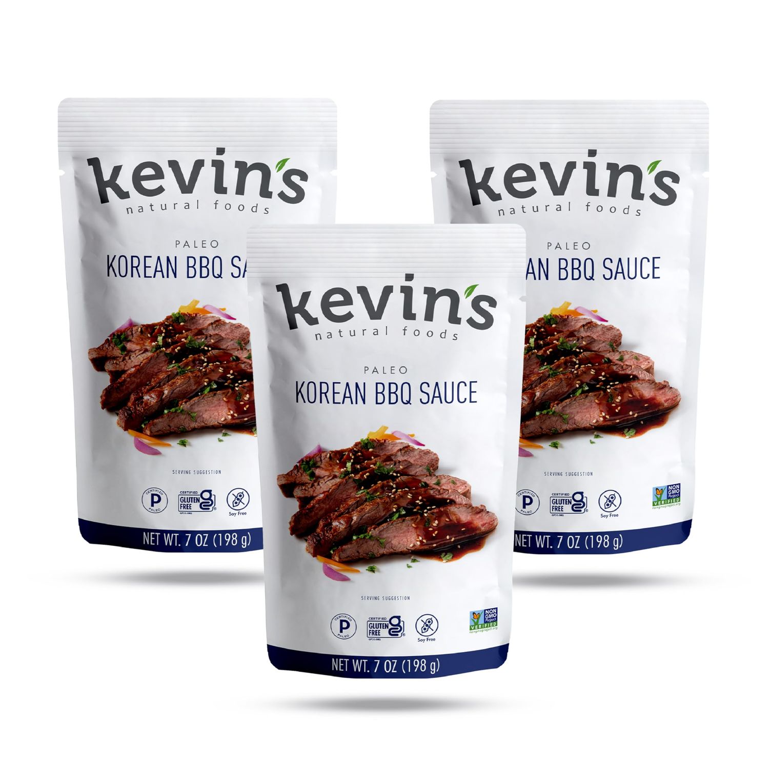 Kevin&#39;s Natural Foods Korean BBQ Sauce - Paleo Simmer Sauce - Stir-Fry Sauce, Gluten Free, No Preservatives, Non-GMO - 3 Pack (Korean BBQ)