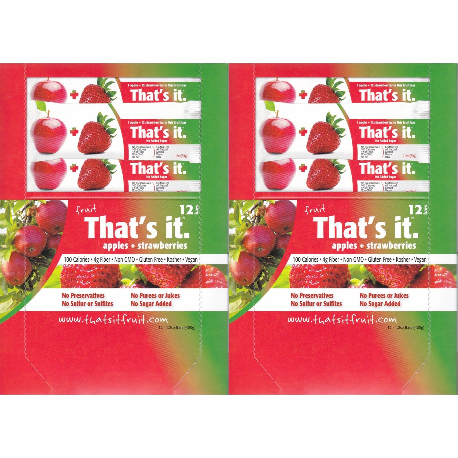 That&#39;s It Fruit Bars, Apple and Strawberry, Pack of 24 (2 Cases)