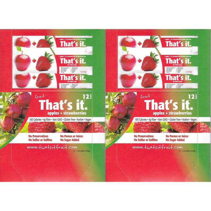 That's It Fruit Bars, Apple and Strawberry, Pack of 24 (2 Cases)