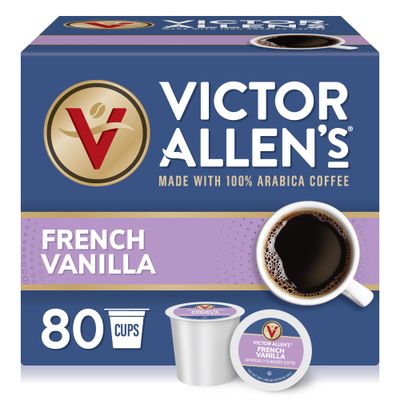 Victor Allen&#39;s Coffee French Vanilla Flavored, Medium Roast, 80 Count, Single Serve Coffee Pods for Keurig K-Cup Brewers