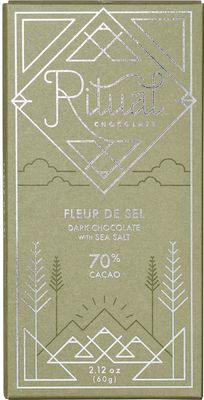 Ritual Dark Chocolate Bar, Fleur De Sel 70% Cacao, Notes of Strawberries, Fudge &amp; Sea Salt, 2.12 oz