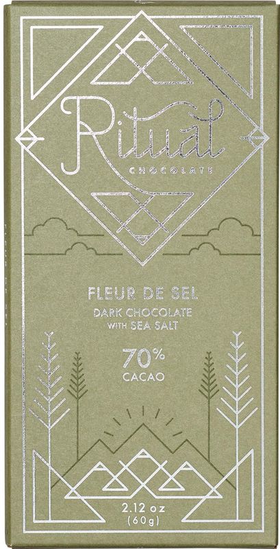 Ritual Dark Chocolate Bar, Fleur De Sel 70% Cacao, Notes of Strawberries, Fudge &amp; Sea Salt, 2.12 oz