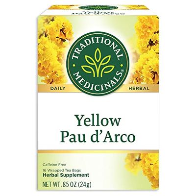 Traditional Medicinals Yellow Pau dArco Herbal Tea, Contributes to a Healthy You, (Pack of 2) - 32 Tea Bags Total