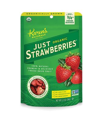 Karen's Naturals Organic Just Strawberries, 1.2 Ounce (Pack of 12) (Packaging May Vary) Organic All Natural Freeze-Dried Fruits & Vegetables, No Additives, Non-GMO Karen's Naturals Organic Just Strawberries, 1.2 Ounce (Pack of 12) (Packaging May Vary) Organic All Natural Freeze-Dried Fruits & Vegetables, No Additives, Non-GMO