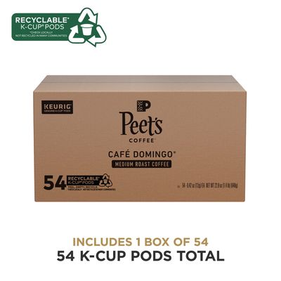 Peet's Coffee, Medium Roast K-Cup Pods for Keurig Brewers - Caf Domingo 54 Count (1 Box of 54 K-Cup Pods) Packaging May Vary