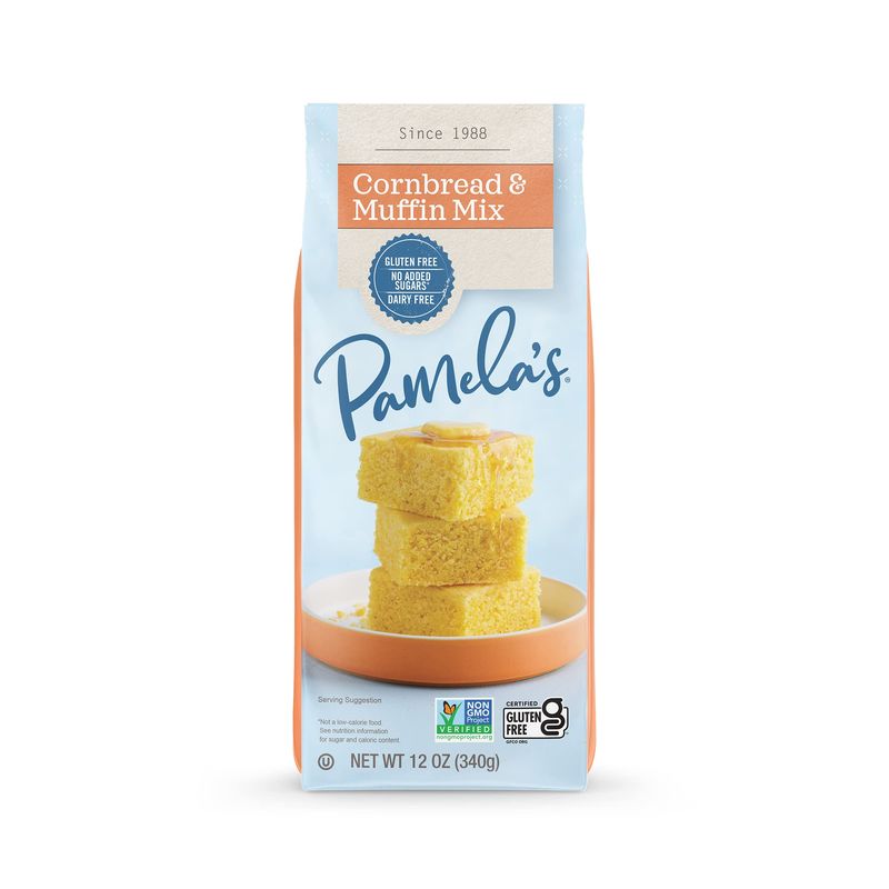Pamela&#39;s Gluten Free Cornbread &amp; Muffin Mix, Organic Corn, 12 Ounce Bag (Pack of 6)