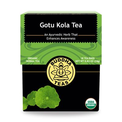 Buddha Teas Organic Gotu Kola Tea - OU Kosher, USDA Organic, CCOF Organic, 18 Bleach-Free Tea Bags