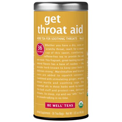 The Republic of Tea - Organic Get Throat Aid Herb Tea Tin, 36 Tea Bags, Naturally Caffeine Free Be Well Tea