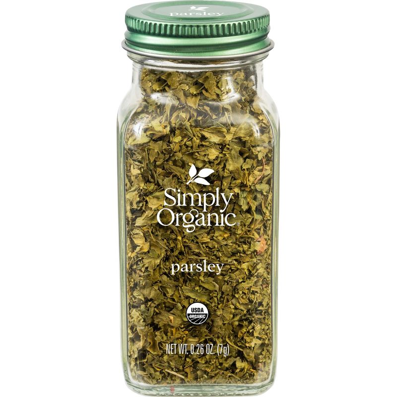 Simply Organic Parsley Flakes, 0.26-Ounce Jar, Fresh, Green-Leafy Taste, Vibrant Color Italian Parsley, Kosher, Organic