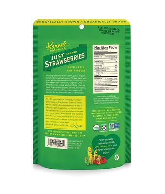 Karen's Naturals Organic Just Strawberries, 1.2 Ounce (Pack of 12) (Packaging May Vary) Organic All Natural Freeze-Dried Fruits & Vegetables, No Additives, Non-GMO