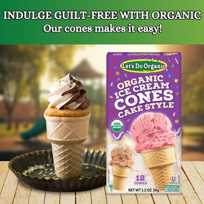 Lets Do Organic Ice Cream Cones - Sugar Cones for Ice Cream, Mini Ice Cream Cones, Ice Cream Cups, Crispy Cones, Mini Cake Cones - 1.2 Oz (Pack of 1)