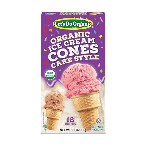 Lets Do Organic Ice Cream Cones - Sugar Cones for Ice Cream, Mini Ice Cream Cones, Ice Cream Cups, Crispy Cones, Mini Cake Cones - 1.2 Oz (Pack of 1)