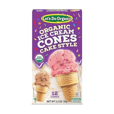 Lets Do Organic Ice Cream Cones - Sugar Cones for Ice Cream, Mini Ice Cream Cones, Ice Cream Cups, Crispy Cones, Mini Cake Cones - 1.2 Oz (Pack of 1)